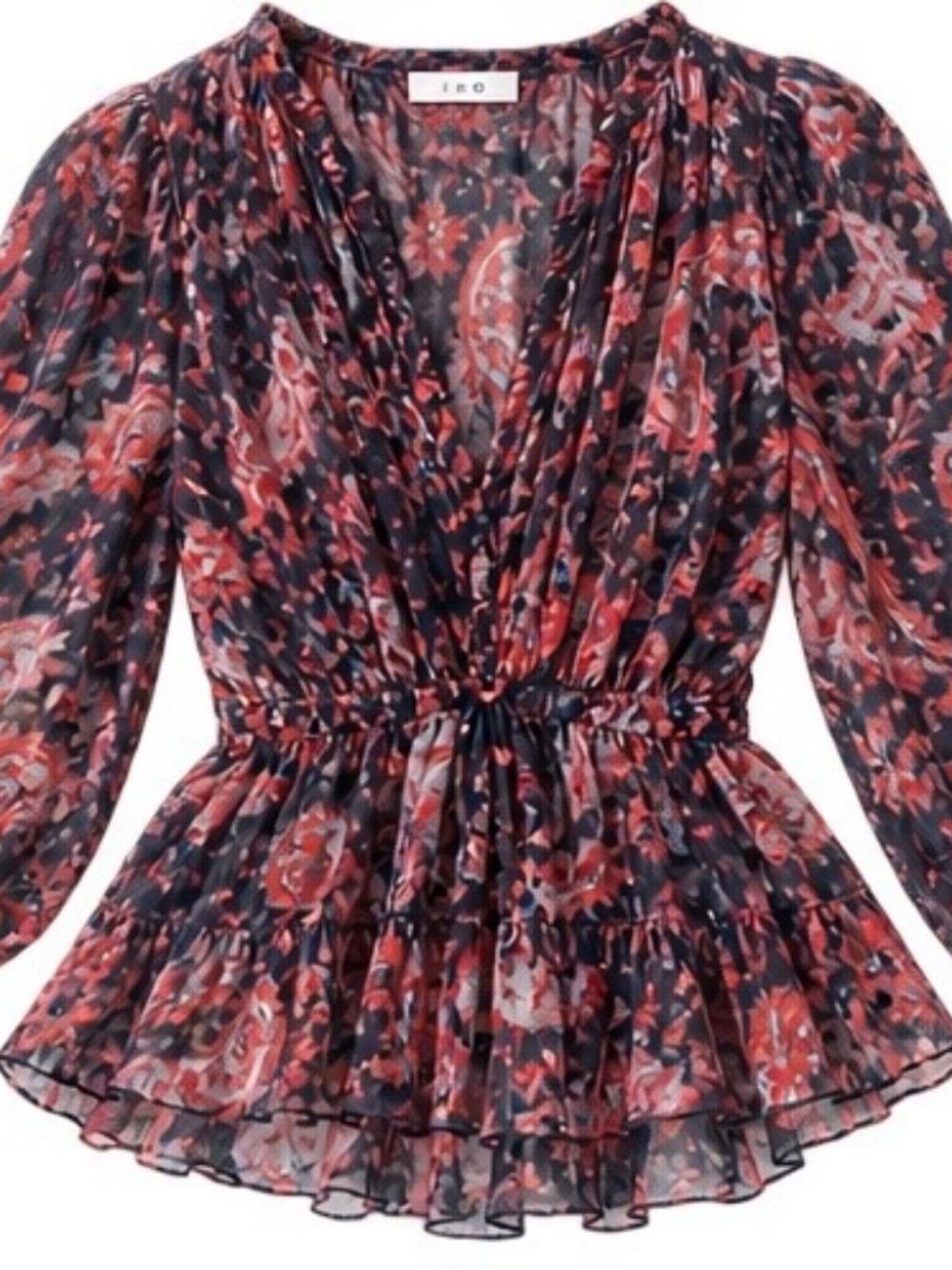 IRO Paris Saola Paisley Puff Sleeve Blouse Size S